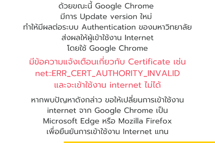 ประกาศ การ Authentication ของมหาวิทยาลัย