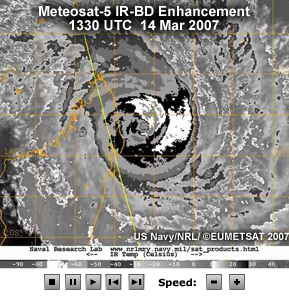 Animation of Enhanced IR-BD images of Tropical Cyclone Indlala (2007)