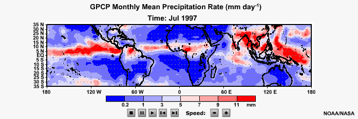 GPCP Monthly Mean Precipitation Rate (mm day -1)