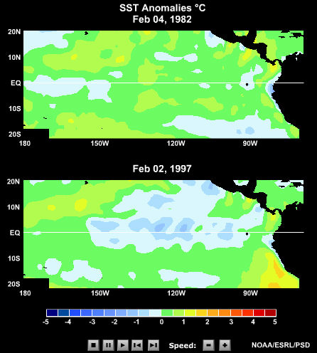SST Animation of Two Strong El Nina Episodes (1982-83 and 1997-98)