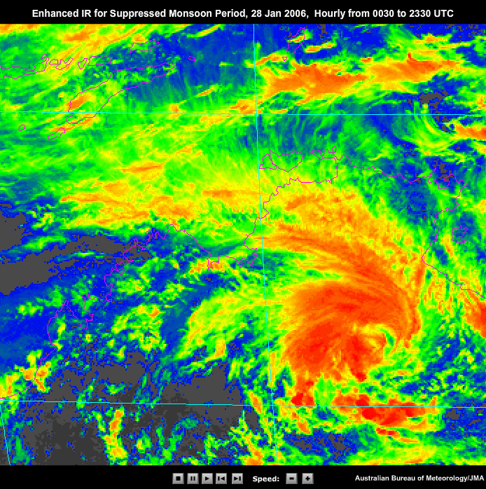 IR satellite image for 1930 UTC or 1000 LST for a suppressed phase of the monsoon, 27 Jan 2006